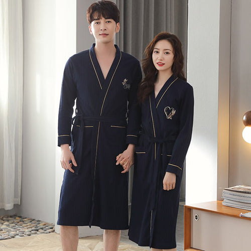 100% Cotton Robe Lovers Sleepwear Soft Bath Robe Men And Women Soild Nightrobe Sleepwear Male Casual Home Bathrobe M-4XL