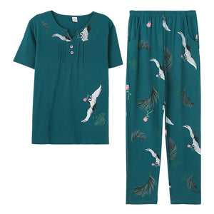 100% Cotton Women Pajamas Sets Animal Print Lady Sleepwear Women's Pijamas Suit Home Clothes Pyjama Femme M L XL XXL XXXL