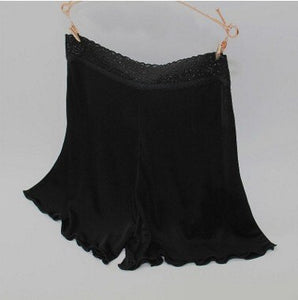 100% Silk Safety Short Pants Sexy Lace Underpants Panties Knickers Femme Boxer Shorts Briefs Culotte