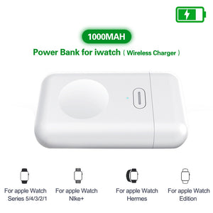 1000mAh Wireless Charger Mini Power Bank For i watch 123456 Magnetic Portable Powerbank Thin External Battery For Apple Watch