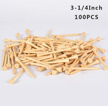 Load image into Gallery viewer, 100Pcs Golf Tees Bamboo 83mm 70mm Unbreakable Tee Golf Training Swing Practice Accessories Less Friction Stronger 4 Size Bulk
