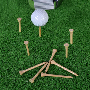 100Pcs Golf Tees Bamboo 83mm 70mm Unbreakable Tee Golf Training Swing Practice Accessories Less Friction Stronger 4 Size Bulk