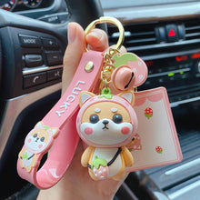 Load image into Gallery viewer, Ladies Girl Cute PVC Shiba Inu Keychain Creative New Year Gift Animal Pendant Car Key Pendant Metal Key Ring
