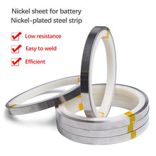Load image into Gallery viewer, 10meter Li-ion Battery Nickel Sheet Plate Nickel Plated Strip Connector 0.1mm Steel Belt Spot Weld Machine Battery Welder 18650