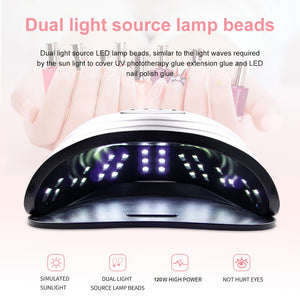 120W LED Nail Lamp Nail Dryer Dual hands 42PCS LED UV Lamp For Curing UV Gel Nail Polish With Motion Sensing Manicure Salon Tool