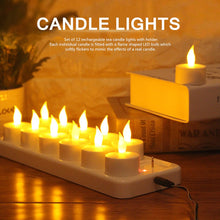 Load image into Gallery viewer, 12Pcs LED Candle Lamp Rechargeable Creative Flickering Simulation Flame Candle Night Light Tea Light for Party Home Decoration