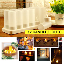 Load image into Gallery viewer, 12Pcs LED Candle Lamp Rechargeable Creative Flickering Simulation Flame Candle Night Light Tea Light for Party Home Decoration