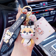 Load image into Gallery viewer, Ladies Girl Cute PVC Shiba Inu Keychain Creative New Year Gift Animal Pendant Car Key Pendant Metal Key Ring