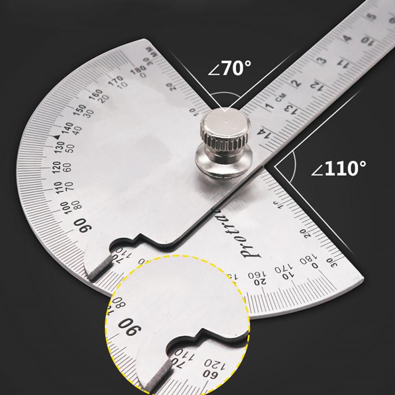 14.5cm 180 Degree Adjustable Protractor multifunction stainless steel roundhead angle ruler mathematics measuring tool