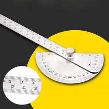 Load image into Gallery viewer, 14.5cm 180 Degree Adjustable Protractor multifunction stainless steel roundhead angle ruler mathematics measuring tool