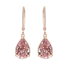 Load image into Gallery viewer, 14K Rose Gold Pink Diamond Earring for Women Fashion Pink Topaz Gemstone Bizuteria 14K Gold Garnet Drop Earring Orecchini Girls