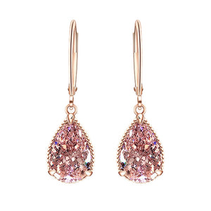 14K Rose Gold Pink Diamond Earring for Women Fashion Pink Topaz Gemstone Bizuteria 14K Gold Garnet Drop Earring Orecchini Girls
