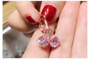 14K Rose Gold Pink Diamond Earring for Women Fashion Pink Topaz Gemstone Bizuteria 14K Gold Garnet Drop Earring Orecchini Girls