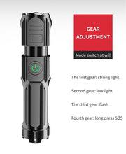 Load image into Gallery viewer, 10pcs Strong Light T6 Flashlight LED Aluminum Alloy Telescopic Focusing Flashlight Mini Waterproof Strong Light Portable Outdoor Flash