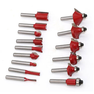 15pcs/set Woodworking Milling Cutters 1/4''/8mmShank Carbide Router Bit For Wood Cutter Engraving Cutting Tools