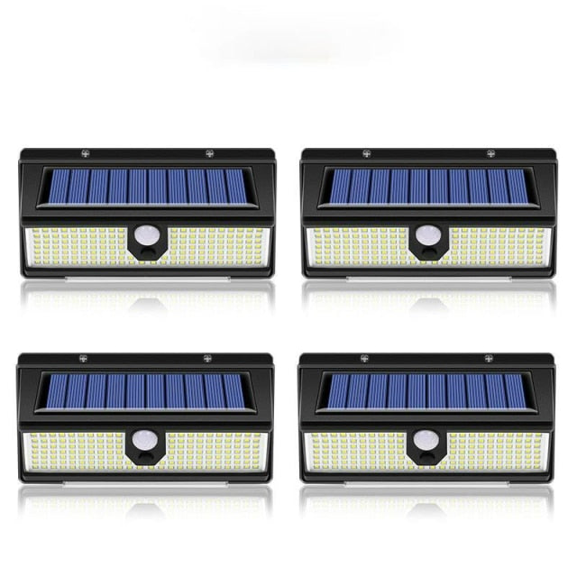 190 LED Solar Lights Outdoor Solar Lamp with PIR Motion Sensor Alert Flashing Waterproof Warning Light for Courtyard Garden Yard