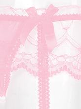 Load image into Gallery viewer, 1Pc Men Sheer Lace Hollow Out Pantyhose Sissy Skirted Garters Stockings Bulge Pouch G-String Glossy Leggings Underwear