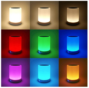 Night Light Bluetooth Speaker, Portable Wireless Bluetooth Speakers, Touch Control, Color LED Speaker, Bedside Table Light, Speakerphone/TF Card/AUX-in Supported (White)