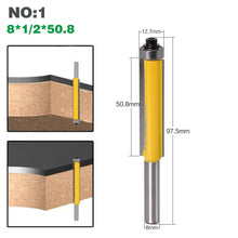 Load image into Gallery viewer, 1pc 8mm Shank 2&quot; Flush Trim Router Bit with Bearing for Wood Template Pattern Bit Tungsten Carbide Milling Cutter for Wood 02017