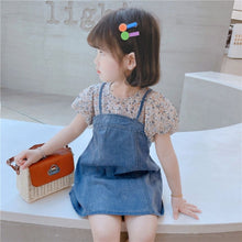 Load image into Gallery viewer, 2-7 Years Old Girls&#39; Dress 2021 Summer New Fashion Baby Refreshing Floral Skirt Girl Outdoor Short Sleeve Denim Princess Skirt