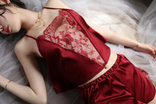 Load image into Gallery viewer, 2 PIECE Lace Tops + Shorts Pyjamas Women Silk Pajama Set Sexy Lingerie Ladies Sleepwear Pyjama Femme elegant gown nighty