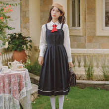 Load image into Gallery viewer, 2 Piece Set Women Outfits Bowknot Cross Lapel White Shirt Top+Japanese Cute Sweet JK Dresses Preppy Style Dress Suit Ropa mujer