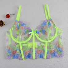 Load image into Gallery viewer, 2 Pieces Set Sexy Exotic Costumes Floral Embroider Sensual Lingerie Underwear Transparent Erotic Bra and Briefs Intimate Set