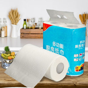 2 Rolls Cleaning Paper Kitchen Wipes Paper Tissues Embossed Thickened Large Hand