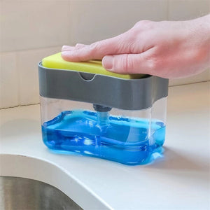 2-in-1 Sponge Box With Soap Dispenser Double Layer Kitchen Plastic Soap Dispenser Sponge Scrubber Holder Case Boite Rangement