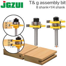Load image into Gallery viewer, 2 pc 8mm Shank high quality Tongue &amp; Groove Joint Assembly Router Bit Set 3/4&quot; Stock Wood Cutting Tool - RCT