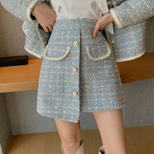 Load image into Gallery viewer, 2-piece set of autumn and winter tweed perfume, women&#39;s wool jacket, coat and skirt, Korean two-piece suit