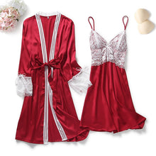 Load image into Gallery viewer, 2 pieces/set Femme Robe set Sexy Bathrobe Nightgown Female Negligee Lace Lingerie Night Dress Bridesmaid Gown Hot Erotic