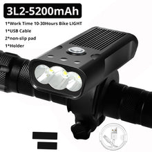 Load image into Gallery viewer, 20000Lums Bicycle Light L2/T6 USB Rechargeable 5200mAh Bike Light IPX5 Waterproof LED Headlight  as Power Bank Bike Accessories