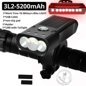 20000Lums Bicycle Light L2/T6 USB Rechargeable 5200mAh Bike Light IPX5 Waterproof LED Headlight  as Power Bank Bike Accessories