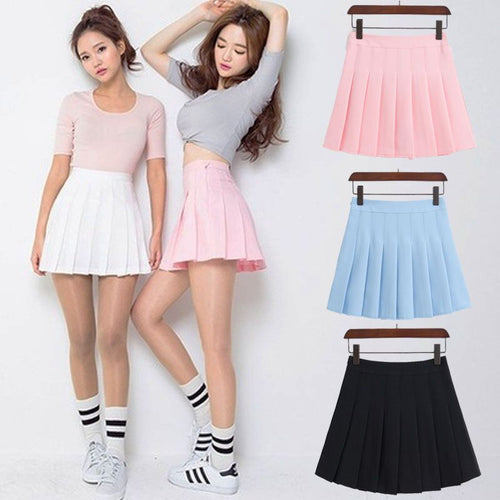 2018 New Spring high waist ball pleated skirts Harajuku Denim Skirts solid a-line sailor skirt Plus Size Japanese school uniform