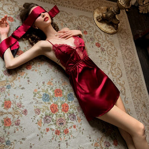 2019 Nightgowns Women Red Gift Sexy Nightdress Lingerie Lace Silk Comfortable Sling Sexy Sleepwear Night Gown Sleeping Dress
