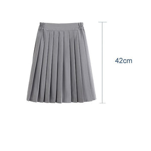 2020 Elastic Waist Japanese Student Girls School Uniform Solid Color JK Suit Pleated Skirt Short/Middle/Long High School Dress