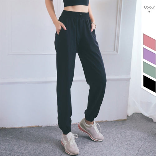 2020 Female Yoga Training Pants  Sports Trousers Exercise Fitness High Waist Drawstring Running Jogging Pants Workout Yoga Pants