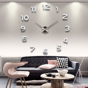 2020  Free Shipping New Clock Watch Wall Clocks Horloge 3d Diy Acrylic Mirror Stickers Home Decoration Living Room Quartz Needle