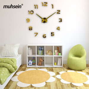 2020  Free Shipping New Clock Watch Wall Clocks Horloge 3d Diy Acrylic Mirror Stickers Home Decoration Living Room Quartz Needle