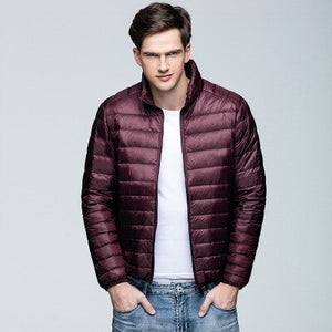 2020 Winter Fashion Brand Duck Ultralight Down Jacket Men's Stand Collar Streetwear Feather Coat Packable Warm Mens Clothing