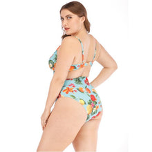 Load image into Gallery viewer, 2020 new printed sexy deep V conjoined plus size swimsuit women plus size one piece swimming suit for women