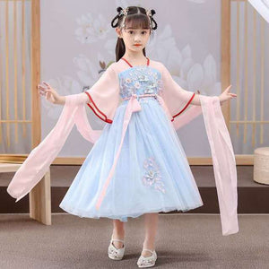 2021 Ancient Hanfu Girls Oriental Chinese Costume Kids Traditional Chinese Dress Children Fairies Tang Dynasty Performance Wear