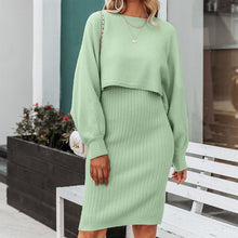 Load image into Gallery viewer, 2021 Autumn And Winter New Women Knitted Dress Two Piece Set Ladies Fashion Solid Color Pullover Sweater Outdoor Casual Clothes