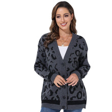 Load image into Gallery viewer, 2021 Autumn And Winter New Women Sweater Top Ladies Loose Cardigan Sweater Womens Casual Tide Long-sleeved Leopard Print Jacket