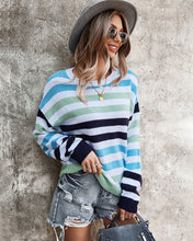 Load image into Gallery viewer, 2021 Autumn Winter Long Sleeve Rainbow Striped Pullover Women Sweater Casual Loose Knitted Sweaters O-Neck Pull Jumpers Female