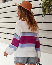 Load image into Gallery viewer, 2021 Autumn Winter Long Sleeve Striped Pullover Women Sweater Knitted Loose Sweaters O-Neck Tops Korean Pull Jumpers Female