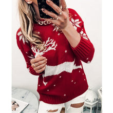 Load image into Gallery viewer, 2021 Autumn Winter New Women&#39;s Sweater European And American Jacquard Christmas Knitted Round Neck Long Sleeved Pullover