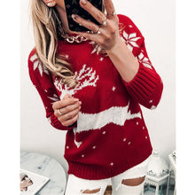 Load image into Gallery viewer, 2021 Autumn Winter New Women&#39;s Sweater European And American Jacquard Christmas Knitted Round Neck Long Sleeved Pullover
