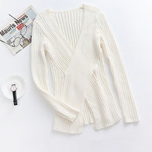 Load image into Gallery viewer, 2021 Autumn Winter Oversized Cross Sweaters Ladies Elegant Knitted Pullovers Female Knitwear Sexy White V Neck Sweater Women